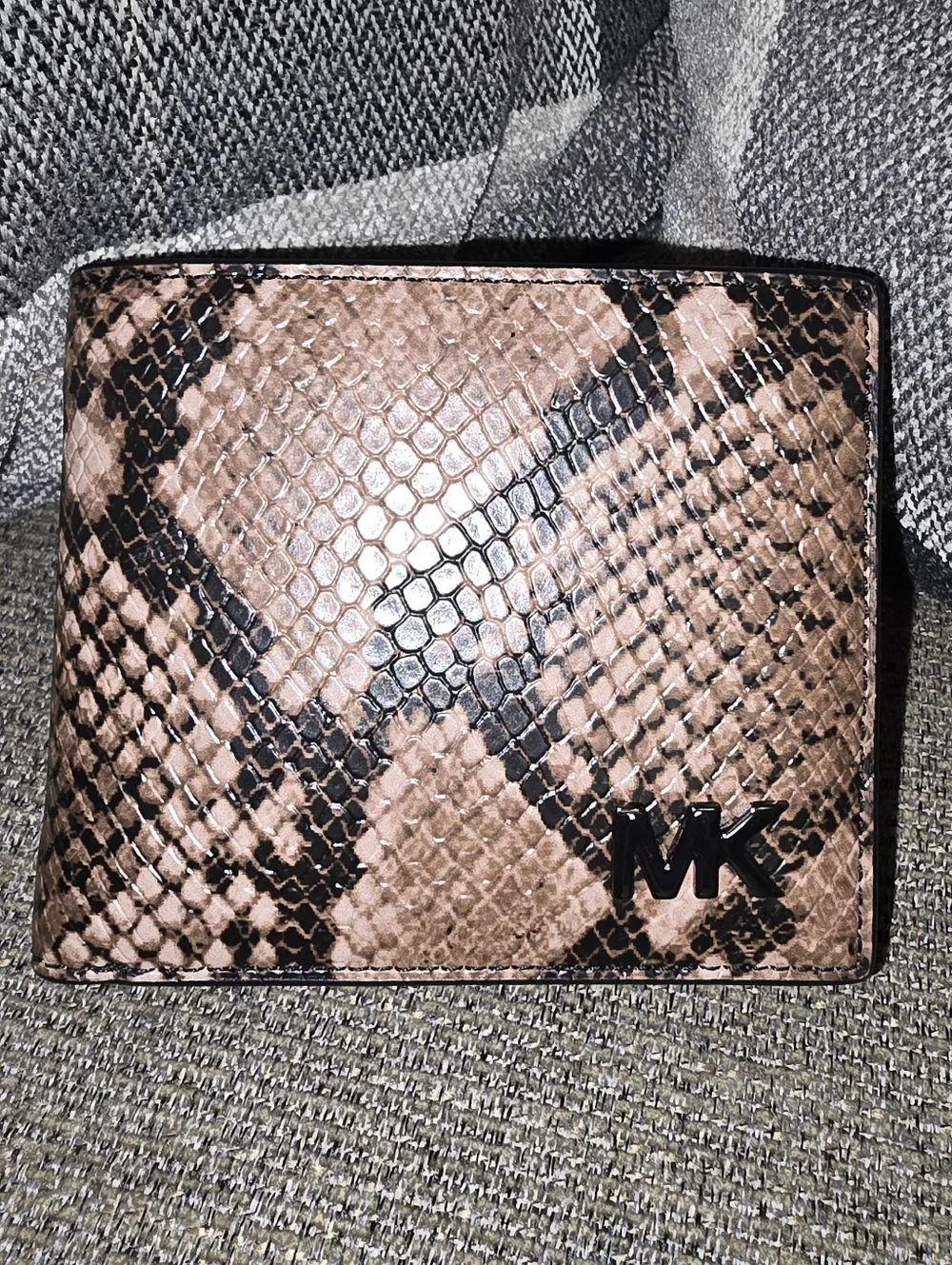 Michael Kors Mens Brown/Black Snake-Print Leather Wallet NWT (E) - Picture 2 of 8